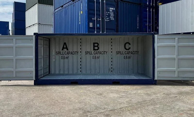 “Open Side” 20 pieds avec bac de rétention drip tray