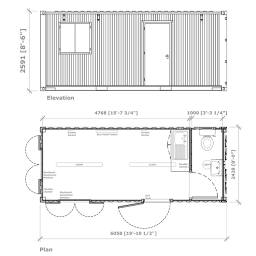 Container 20' bureau + cuisine et toilette – Image 6